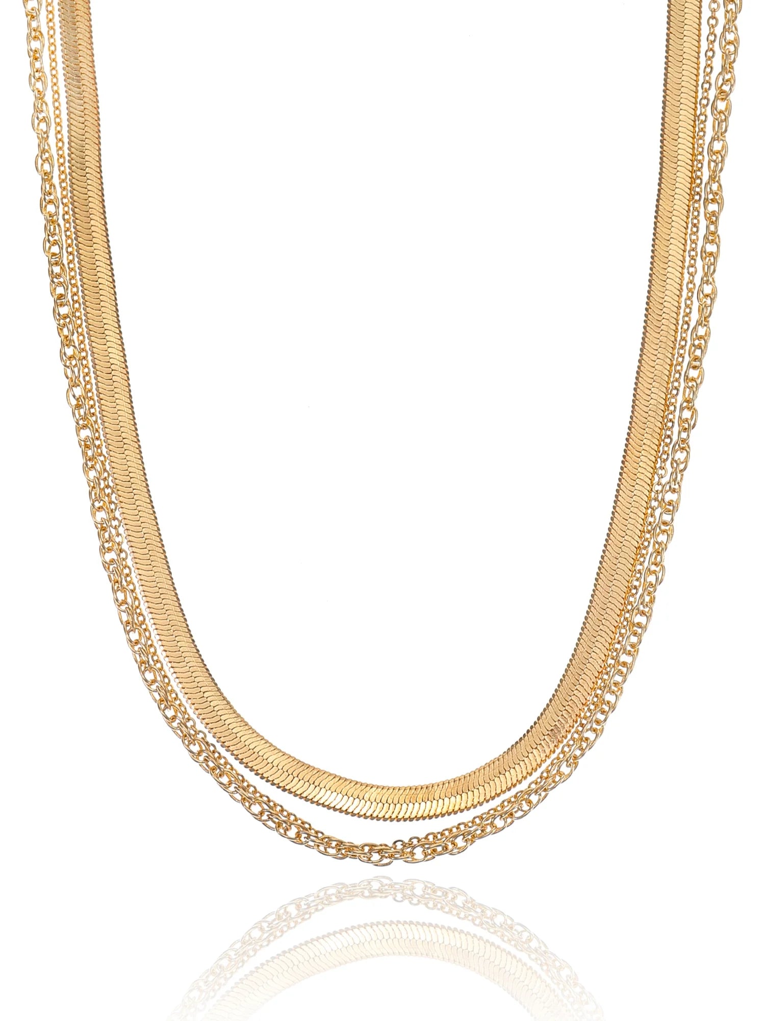 Women'S Gold Chain Necklace Set, 3 Pieces