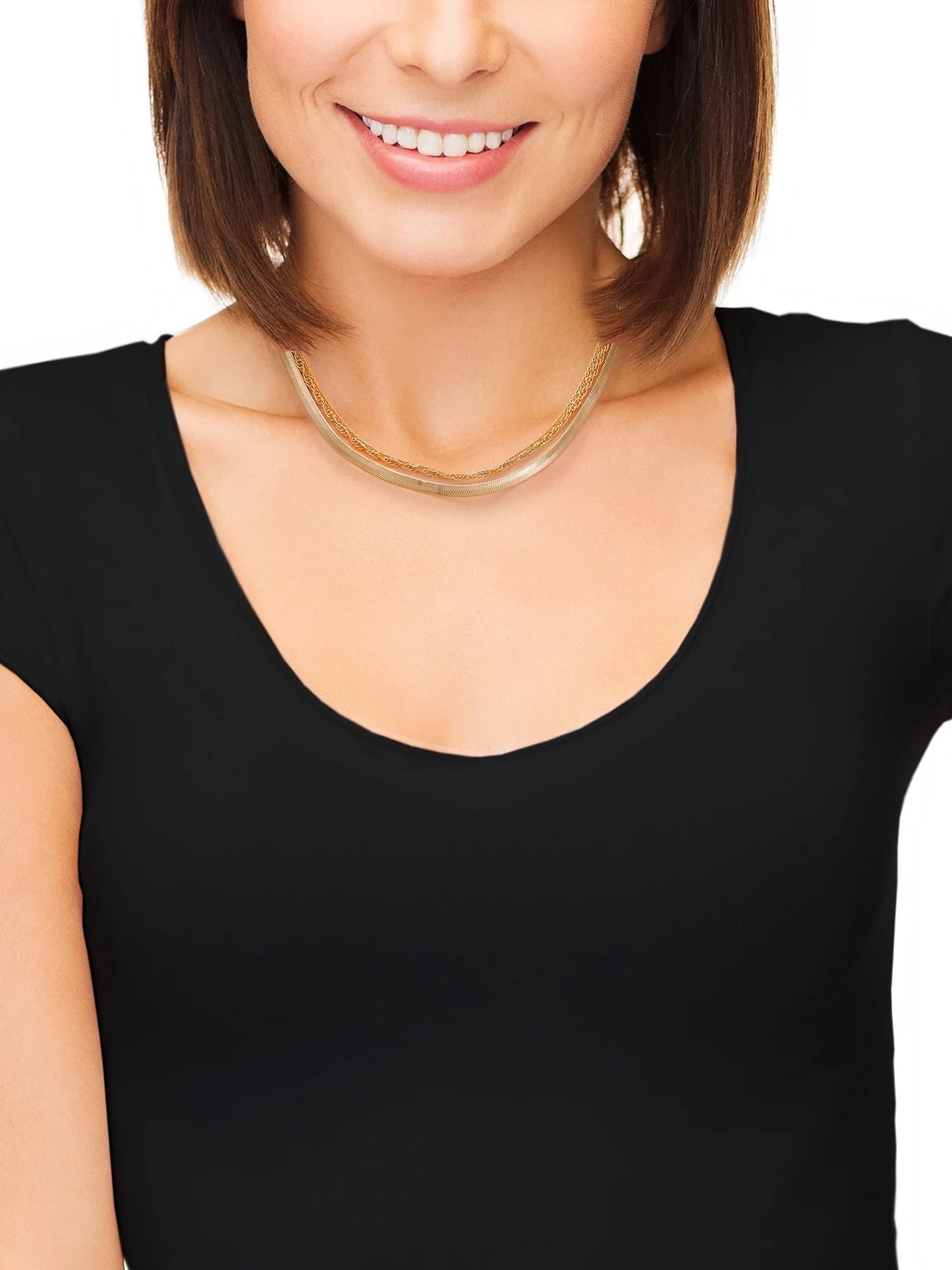 Women'S Gold Chain Necklace Set, 3 Pieces